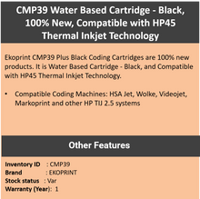 Load image into Gallery viewer, Coding Cartridge - CMP39 (Black Matte/Glossy) - Water Based
