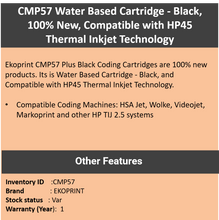 Load image into Gallery viewer, Coding Cartridge - CMP57 (Black) - Water Based
