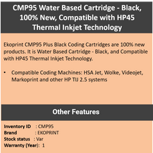 Load image into Gallery viewer, Coding Cartridge - CMP95 (Black) - Water Based
