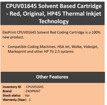 Load image into Gallery viewer, Coding Cartridge - CPUV01645 (Red) - Solvent Based
