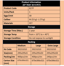 Load image into Gallery viewer, EP TRAY 30 R-PET  top lid - 30 eggs- product information
