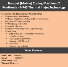 Load image into Gallery viewer, Coding Machine - 2 Printheads - HandJet (Mobile)
