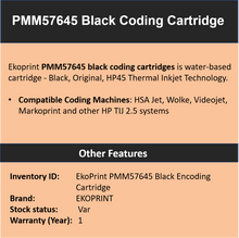 Load image into Gallery viewer, Coding Cartridge - CPMM57645 (Black) - Water Based
